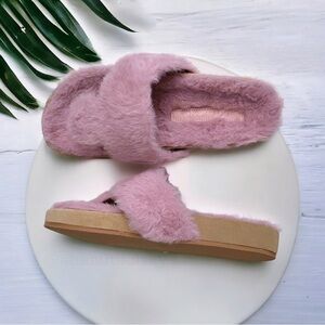 Jack Rogers Jacks Comfort Cozy Women's Sandal Blush Pink Faux Fur Thong 7